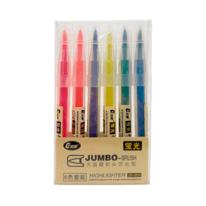 Paquete con 6 plumones marcatextos fluorescentes / jumbo-brush