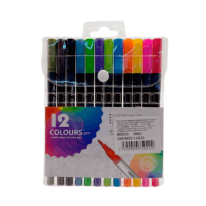 Paquete con 12 plumones de colores con doble punta / 12 colours