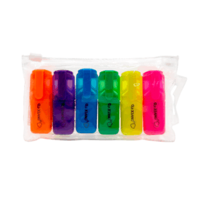Paquete con 6 mini marcatextos de colores fluorescentes-neón / xiang / ar459
