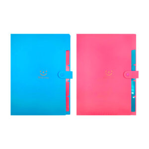 Folder recopilador de plástico con divisiones para organizar documentos, seguro de broche, variedad de colores / keep smilingeverytime / folder carita / ay-552