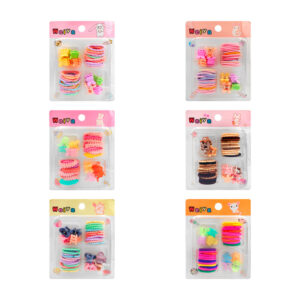 Blíster con mini pinza para el cabello, donas corrugadas, lisas u onduladas en colores surtidos, variedad de modelos / ay-617 / weiya / 107578