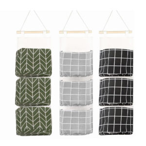 Organizador mediano de tela con 3 compartimentos, soporte colgante de bambú, variedad de colores / organizador colgante / ay-635 / soporte puerta