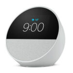 Bocina alexa amazon echo spot con controlador de voz para el hogar, conexión bluetooth, pantalla con reloj, en color blanco glaciar / b0bfcbkxwl