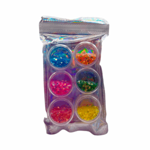Paquete con 6 mini frascos de glitter para decorar uñas, colores varios/bzs33012