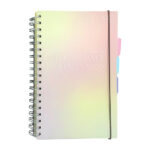 Libreta con separadores de color, portada transparente y espiral doble metálico