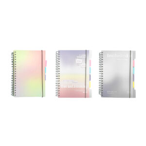 Libreta con separadores de color, portada transparente y espiral doble metálico