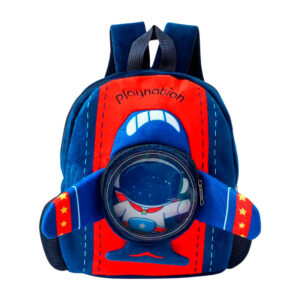 Mochila infantil mediana con 2 compartimentos, 2 bolsillos laterales, bolsa transparente con diseño de nave espacial - avión con astronauta, variedad de colores / bb-1238 / mochila astronauta