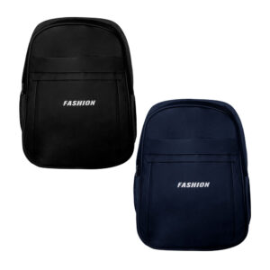 Mochila de tela impermeable con 3 compartimentos y leyenda Fashion plateada