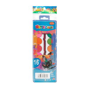 Estuche con 16 acuarelas de colores y píncel brocha