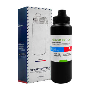 Botella metálica grande para deporte, con asa colgante y medida de 1l