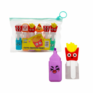 Paquete de 6 mini marcatextos, con estampado de carita, forma cuadrada y figura de comida kawaii, variedad de colores / bxwj / bx-712 / c400-5-395