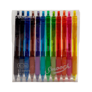 Paquete transparente con 12 plumas / lapiceras de gel, con diseño ergonómico y asa para colgar, variedad de colores / beisi / k-36 / smooth