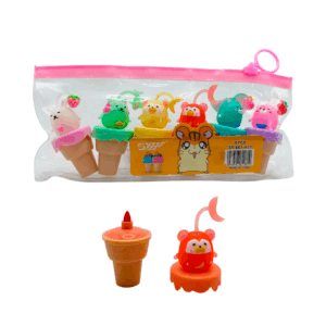 Blíster de papelería con 6 mini marcatextos en forma de helado y mini figura de personajes animados, variedad de colores / sy-661-a23 / c398-8-495