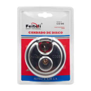 Candado de disco, acero sólido de alta resistencia, alta resistencia al impacto y cortes, de uso rudo, máxima seguridad / cd090 / cd90