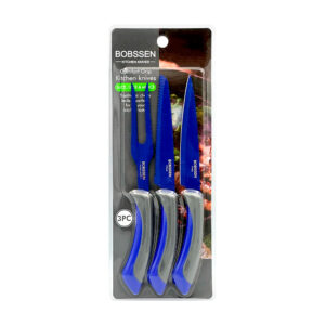 Set de cocina con 2 cuchillos y tenedor - trinchador, diseño de mango ergonómico, variedad de colores / cf014 / bobssen / comfort grip kitchen knives