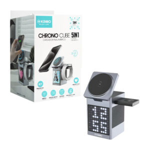 1pza Base / bocina inalámbrica, recargable, con pantalla cuadrada, base de carga magnética para celular, reloj y audífonos, variedad de funciones / 5in1 / kbod / upc-12 / ean-13