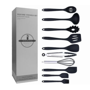 Juego con 10 utensilios de cocina, silicón de 21 hasta 30 cm, variedad de colores / silicone utensils set / cj-5081 / kitchen & dining