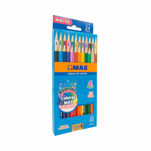 Caja de 24 lápices de colores redondos mae con punta gruesa de 4mm + sacapuntas / cm-24l