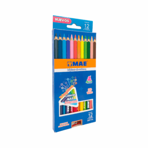 Caja de 12 lápices de colores triangulares mae con punta gruesa de 4mm + sacapuntas / cmt-12l