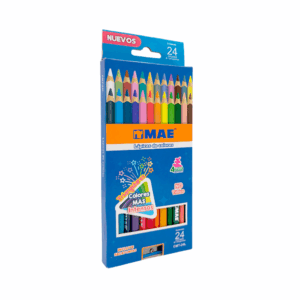 Caja de 24 lápices de colores triangulares mae con punta gruesa de 4mm + sacapuntas / cmt-24l