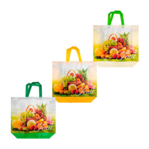 1pza Bolsa ecológica cuadrada con estampado de frutas,asa agarradera y cuerpo resistente, variedad de usos / 40x30x10cms / fruit / d3142