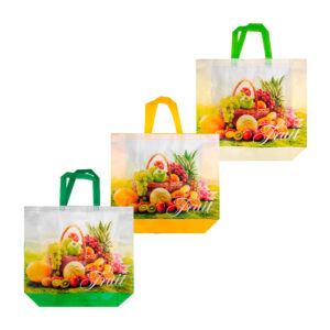 1pza Bolsa ecológica cuadrada grande con estampado de frutas,asa agarradera y cuerpo resistente, variedad de usos / 45x35x12cms / fruit / d3143
