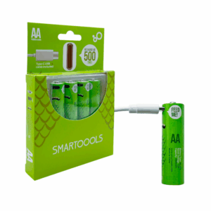 Paquete con 4 pilas aa smartoools recargables, entrada usb-c / dc52