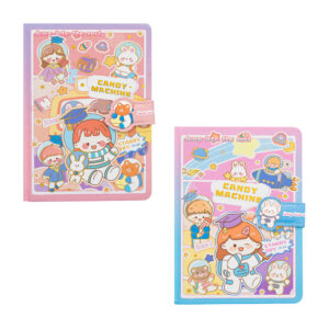 Libreta con pasta dura, broche de imán, estampado kawaii / dp-35-5