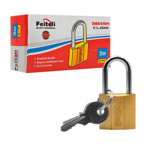 Candado feiteli de hierro, 25mm gancho alto, uso rudo resistente a la corrosión, mecanismo suave, nivel de seguridad básico + juego de llaves / e1l25mm / e1l25 / e1l-25