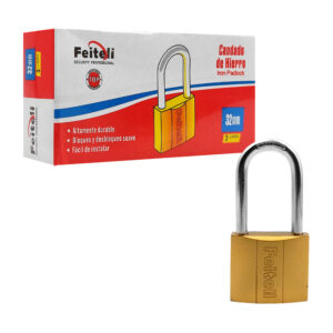 Candado feiteli chico de hierro con gancho alto, 32mm nivel de seguridad medio, anticorrosión + juego de llaves / e1l32