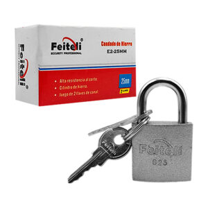 Candado feiteli de hierro, 25mm de gancho corto con seguridad básica + jego de llaves / e2-25mm / e225