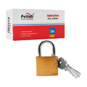 Candado feiteli de hierro, 32mm de gancho alto, anticorrosión, nivel de seguridad básico + juego de llaves / e2l-32mm / e2l32mm
