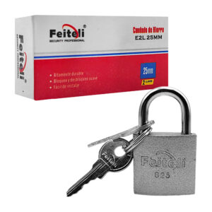 Candado mini de hierro con gancho corto, 25mm antioxidante, seguridad básica + juego de llaves / candado feiteli 025 / e2l25mm / e2l25