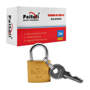 Candado feiteli mini de hierro, 20mm de gancho corto, resistente al corte con mecanismo suave + juego de llaves / e4-20mm / e420 / e4-20