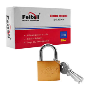 Candado feiteli mini de hierro, gancho corto, nivel de seguridad básico con resistencia al corte + juego de llaves / candado 032 / e4-32mm