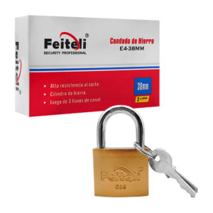 Candado feiteli chico de hierro, 38mm, resistencia al corte con gancho corto + juego de llaves / candado 038 / e4-38mm / e438