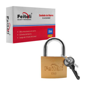 Candado feiteli de hierro, 50mm con resistencia al corte, gancho medio, seguridad básica + juego de llaves / e4-50mm / e450 / candado 050