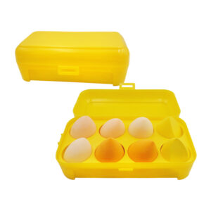 Estuche mediano de plástico con 8 esponjas aplicadoras, variedad de colores / esp-10