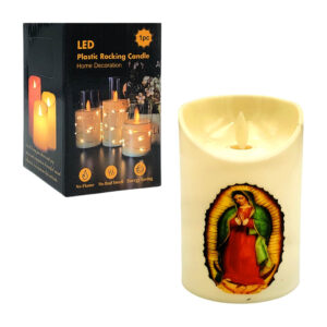 Vela decorativa con imagen religiosa, 12.5x7.5cm, luz cálida, variedad / f2866