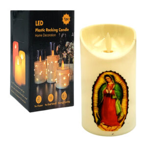 Vela decorativa con imagen religiosa, 20x7.5cm, luz cálida, variedad / f2869