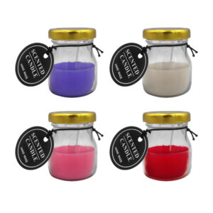 1pza vela aromática en frasco de vidrio 5.6 cm, variedad de aromas / F4256