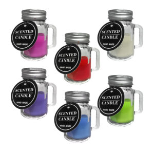 1pza vela aromática de 7.2 cm en mini taza de vidrio con tapa / F4257