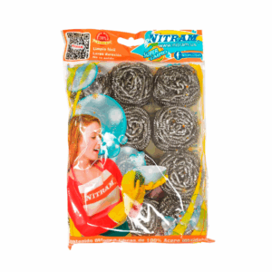 Blíster con 12 mini fibras metálicas de acero inoxidable para limpieza / nitram