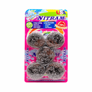Blister con 5 mini fibras de acero para limpieza, usos variados / nitram