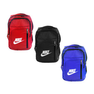 Mochila mediana con 4 compartimentos, cierre vertical y diseño frontal palomita