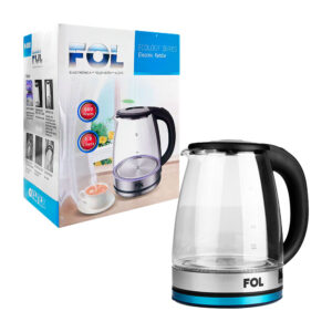Hervidor eléctrico fol tipo jarra de vidrio con capacidad de 1.8, 900w de potencia / electric kettle / fk-m520 / jarra fol
