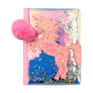 Cuaderno afelpado con estampado de unicornio y escarcha, variedad de colores