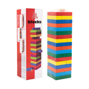 Torre de madera tipo jenga con 54 bloques de diversos colores / blocks / gmp-3415