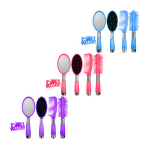 Set de cepillo, peine, cepillo redondo, espejo y pinza, variedad de colores / gpm-8620