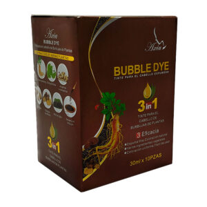 Caja con 10 sobres de shampoo 3 en 1 con tinte para el cabello y extracto de plantas, color café / bubble dye / 30ml